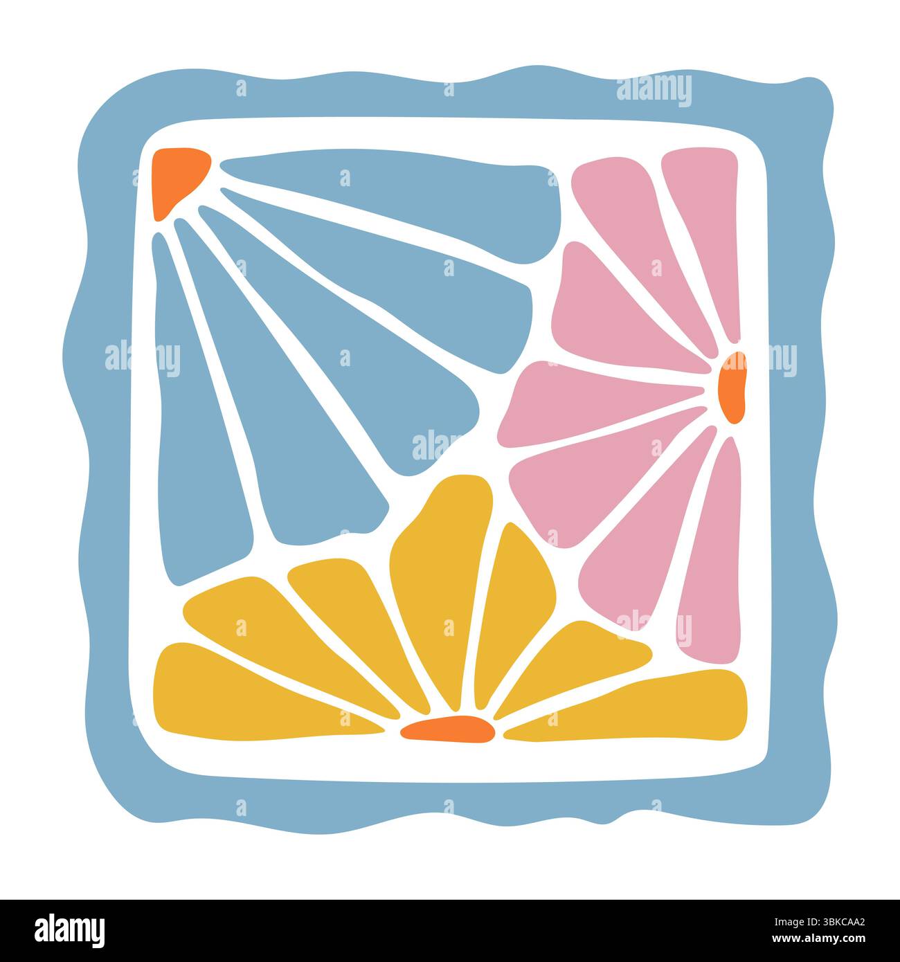 Abstract floral pattern with pink and blue flower Stock Vector
