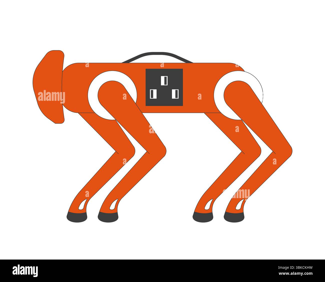 Futuristic robot dog with integrated power socket 2D cartoon object ...
