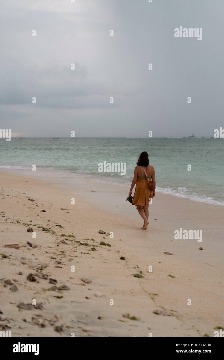Back woman camera beach hi-res stock photography and images - Alamy