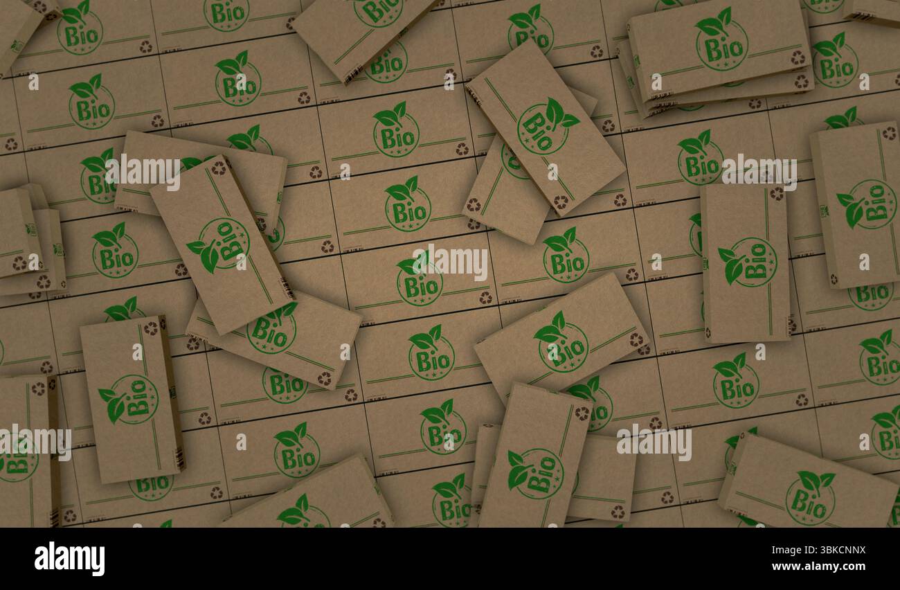 Bio organic box production line. Natural healthy food cardboard pack ...