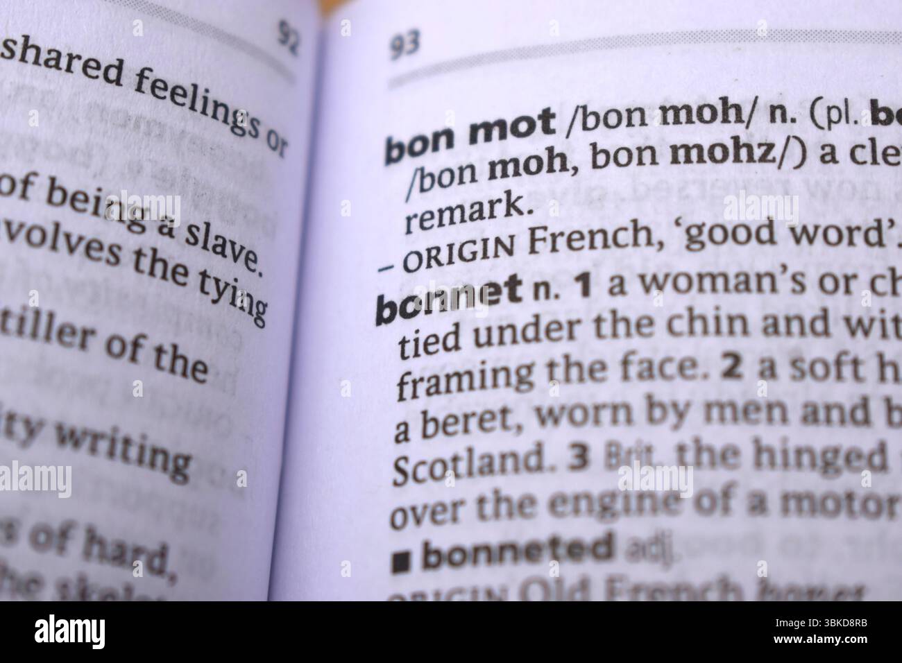 English Dictionary Definition Of Word - Bannet Image Stock Photo - Alamy