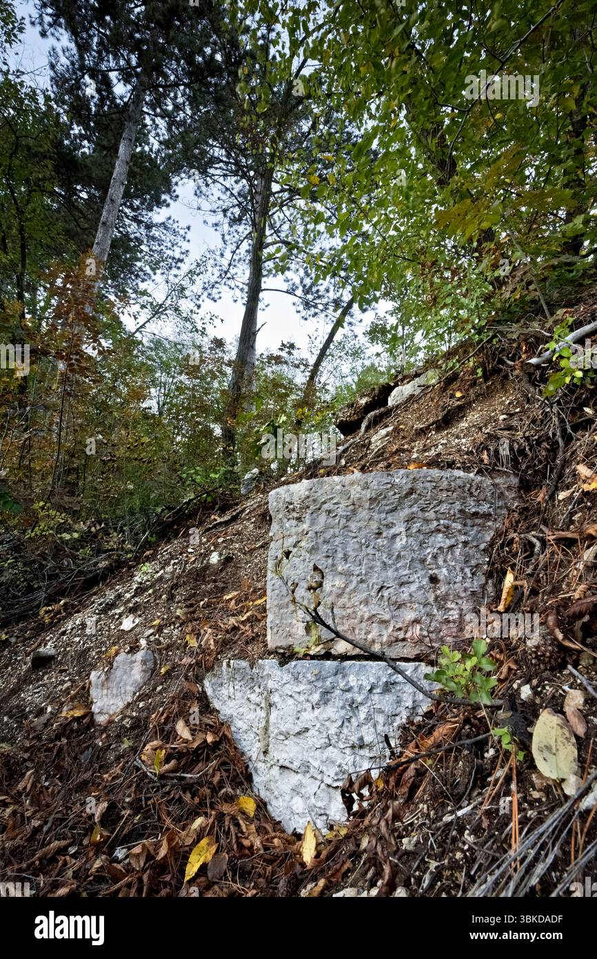 Fort Civezzano: vestiges of the vanished Austro-Hungarian fortress. Civezzano, Valsugana, Trentino, Italy. Stock Photo