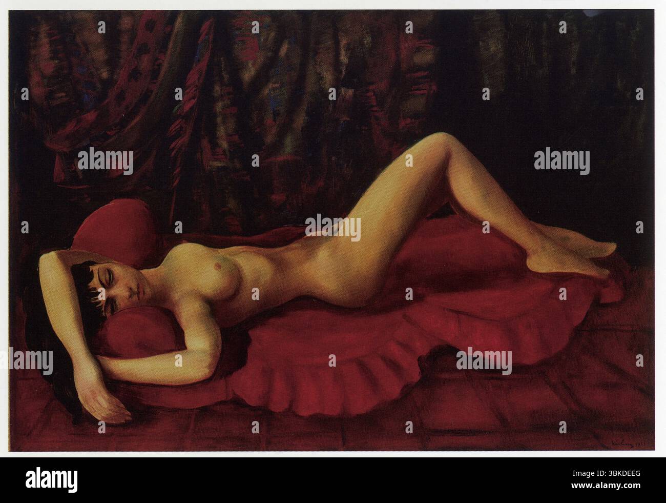 MOISE KISLING. GRAND NU DE JOSANE AU DIVAN ROUGE. 1953. HUILE SUR TOILE. 130 X 89 CM Stock Photo