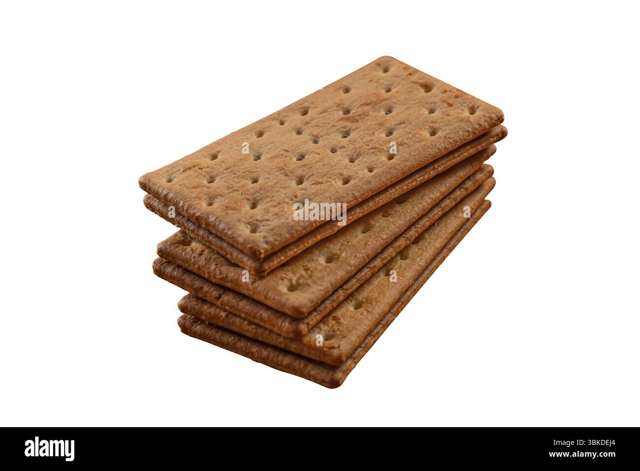 Stack of three crackers with chocolate isolated on white background. Stock Photo