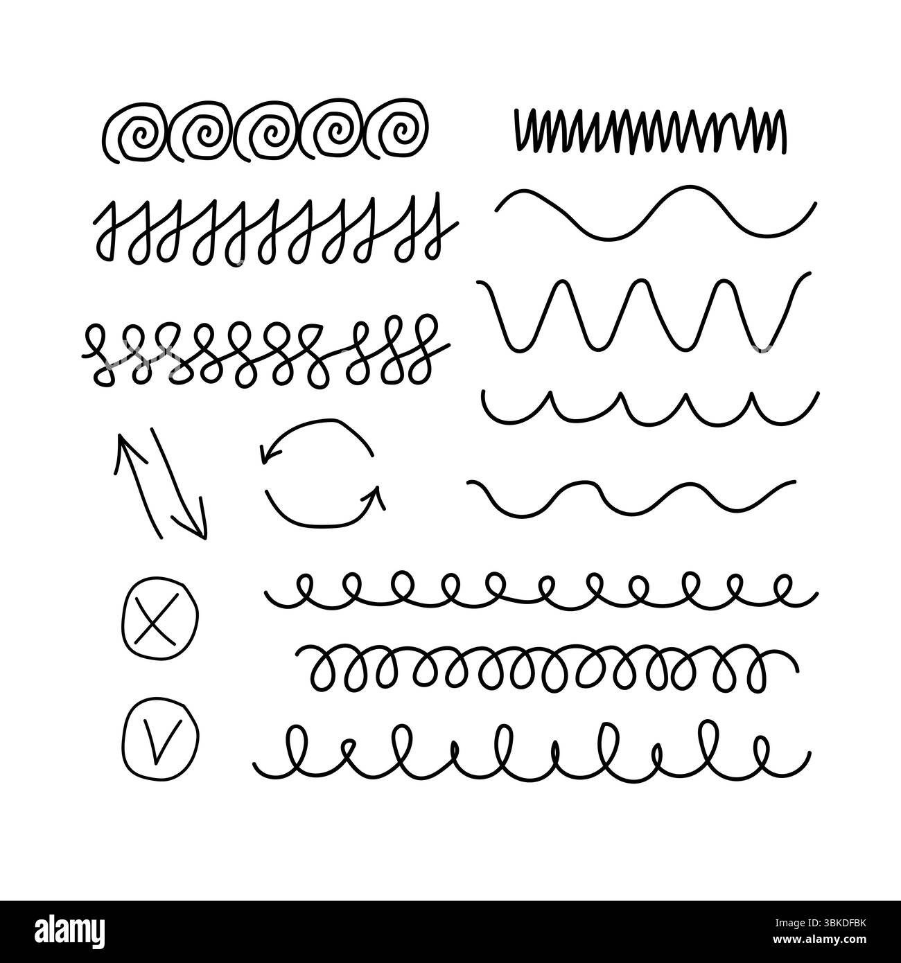 Vector set of different doodles. Hand drawn elements isolated on white ...