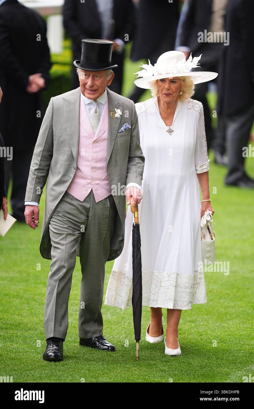 King Charles III and Queen Camilla on day four of Royal Ascot at Ascot ...