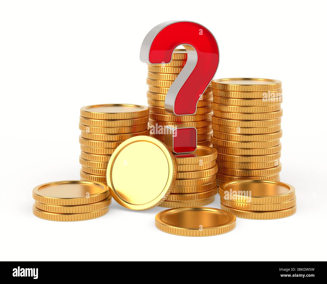 Golden coins on white background. Isolated 3D illustration Stock Photo ...