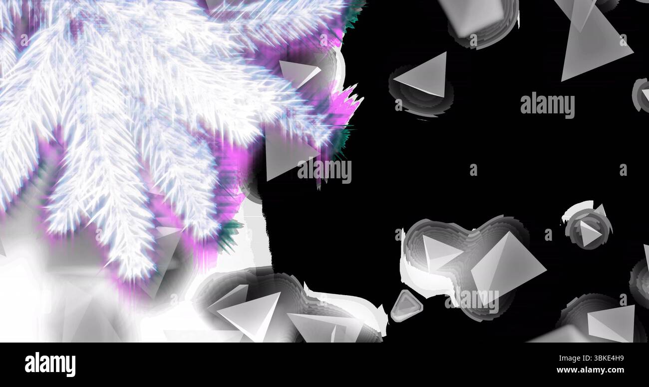 Displaying fractal feathered structure hovering in digital void with prisms and smudges, copy space Stock Photo