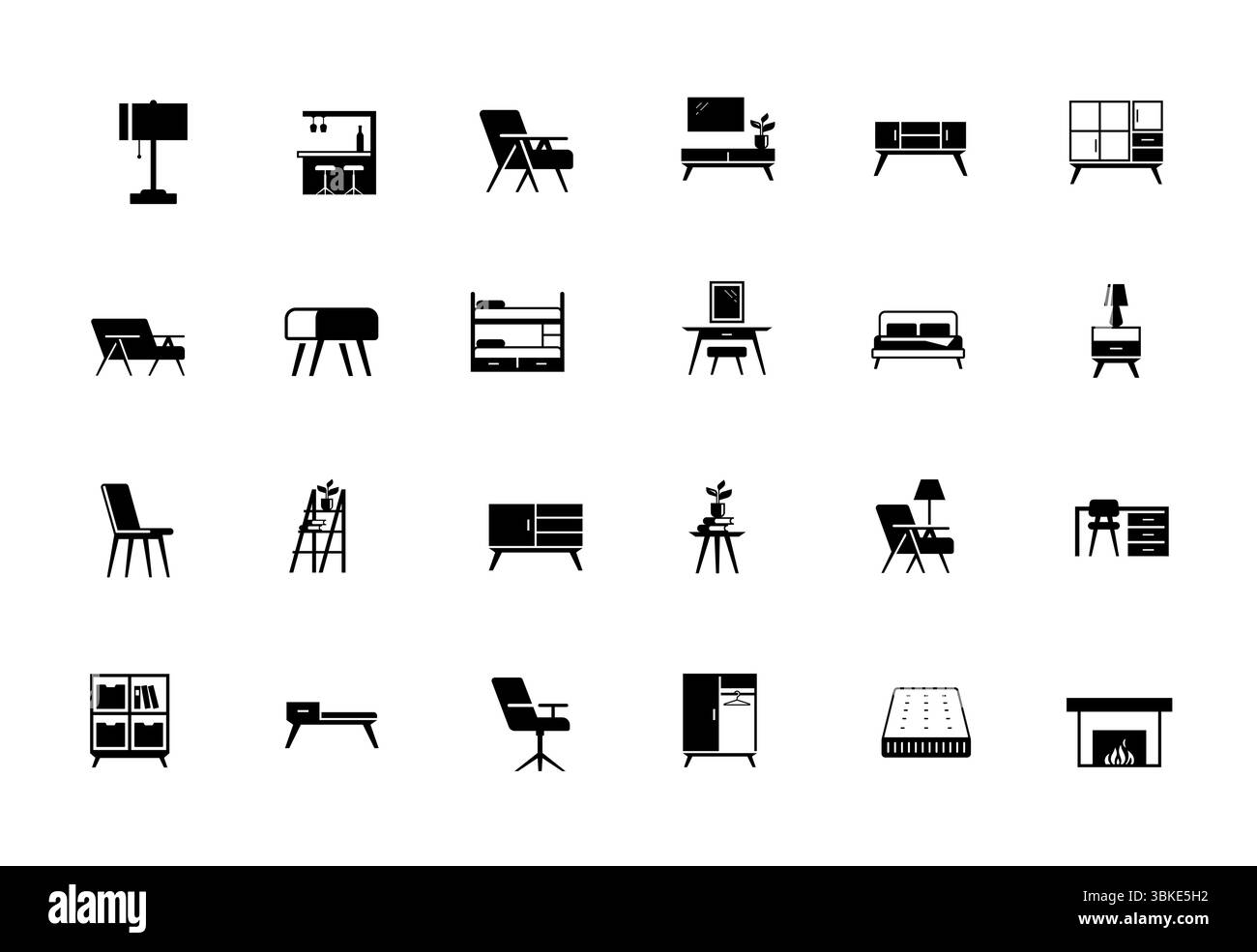Modern Furniture Icon Set Vector Silhouettes Stock Vector Image & Art ...