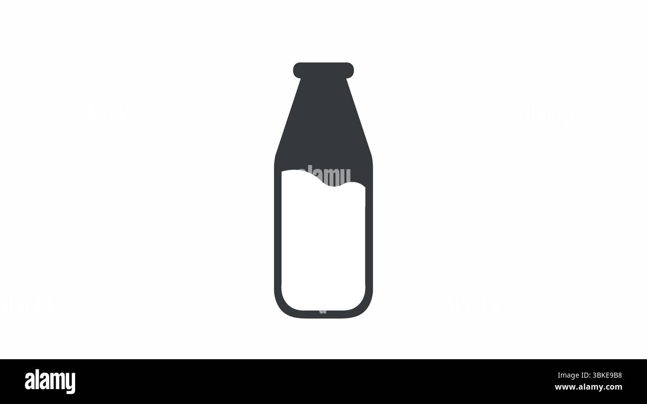 Milk Bottle Icon. Vector isolated editable flat black and white ...