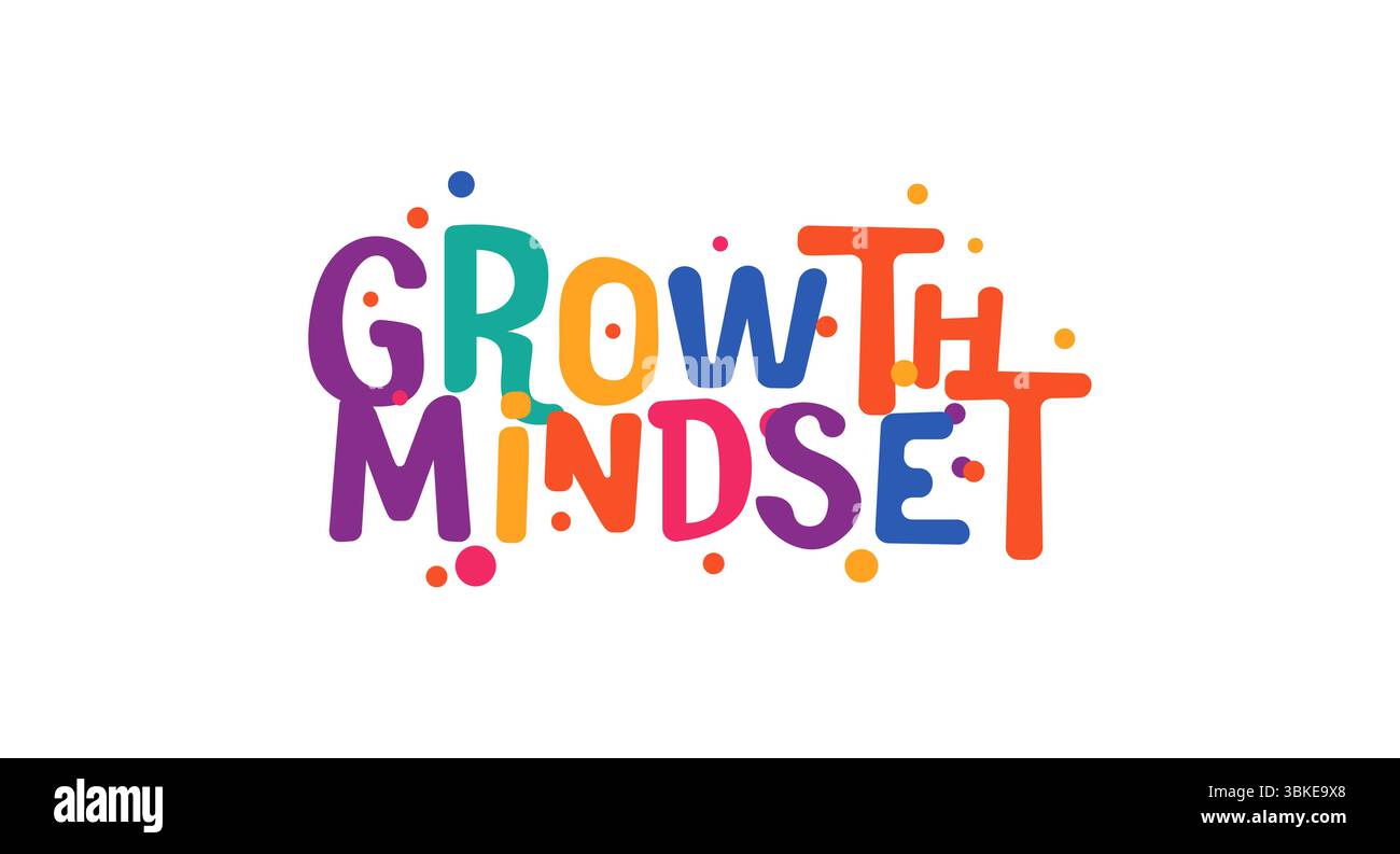 Growth mindset motivational phrase in fun playful bubble style. Ideal ...