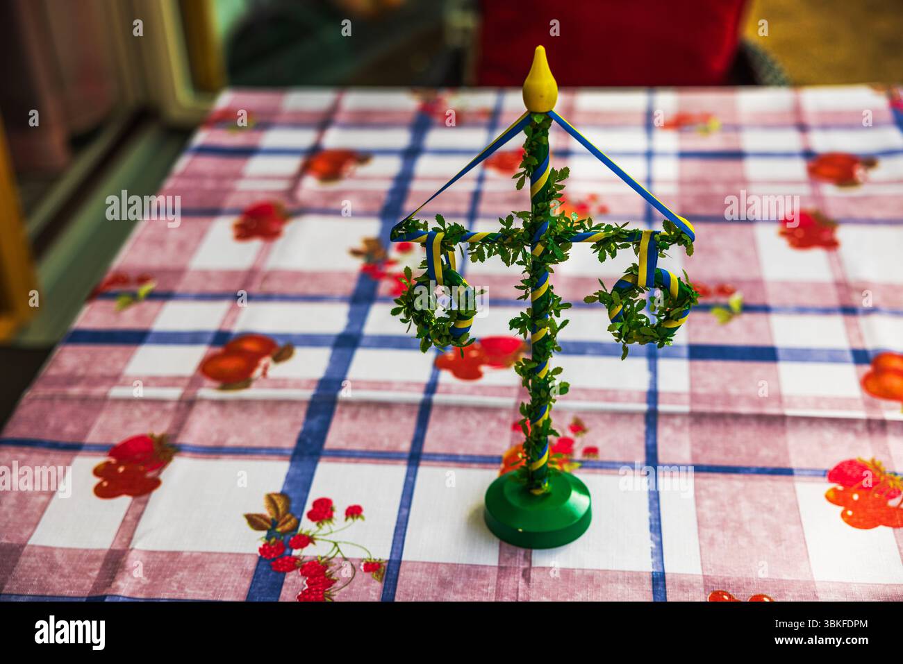 Midsummer Ribbons Traditional Swedish Midsummer pole miniature decorated with green ...