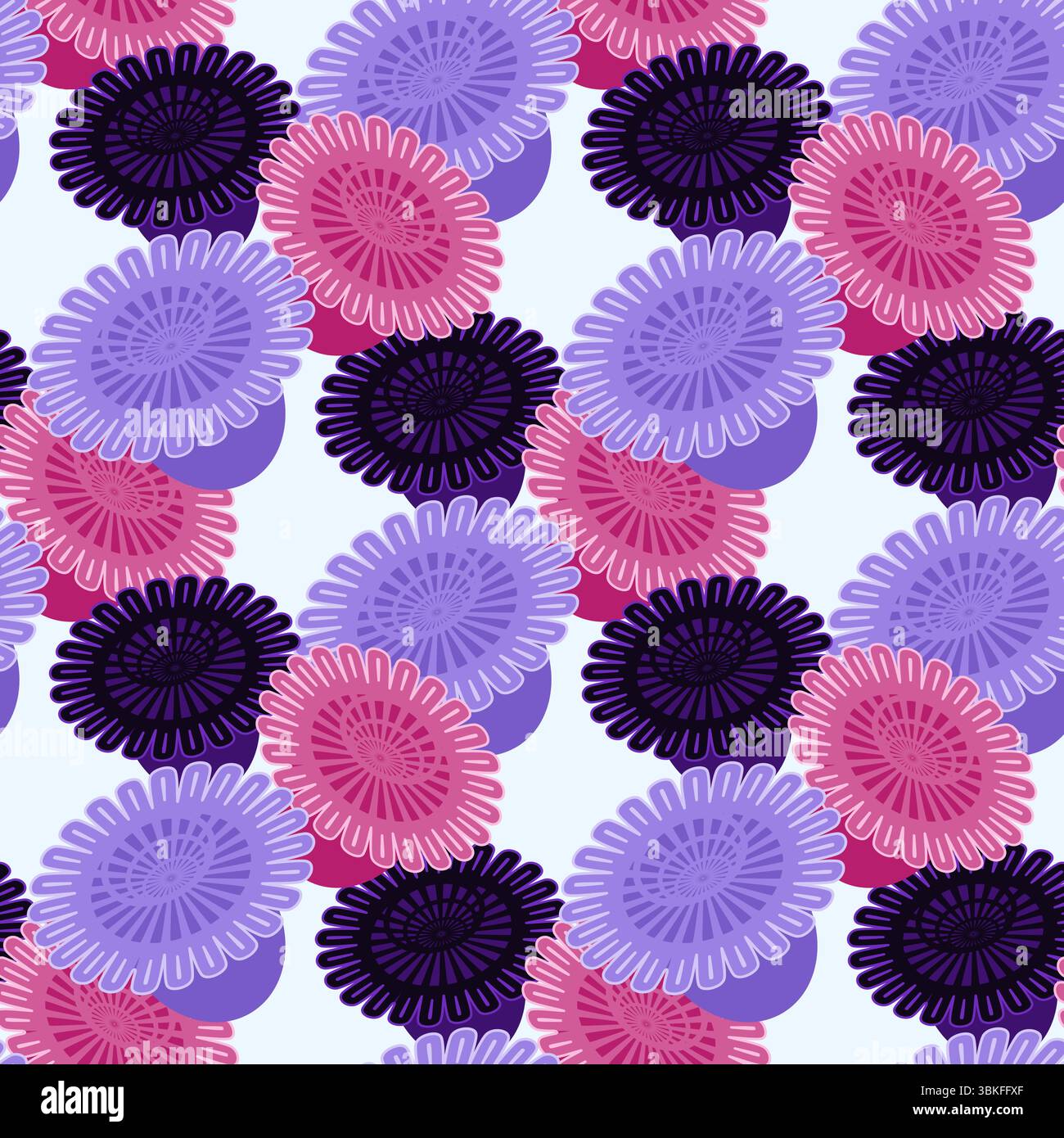 Floral seamless pattern with abstract geometric flowers vector illustration Stock Vector