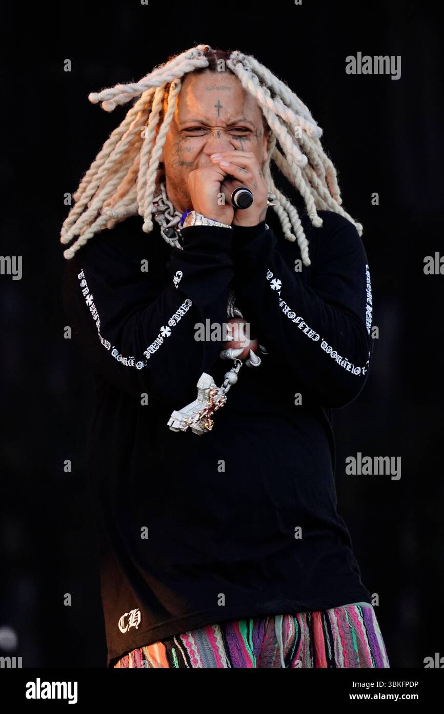 Trippie Redd performs during the Summer Smash Music Festival on Friday