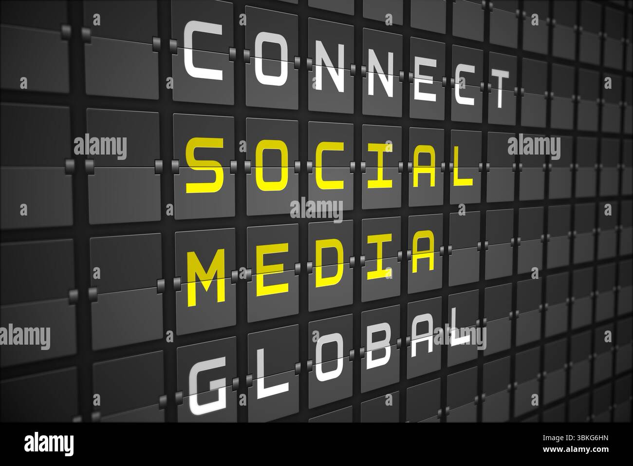 Social media buzzwords on black mechanical board Stock Photo
