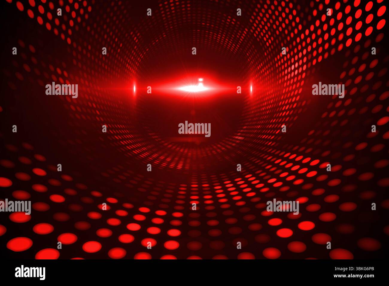 Shiny red dots on black background Stock Photo