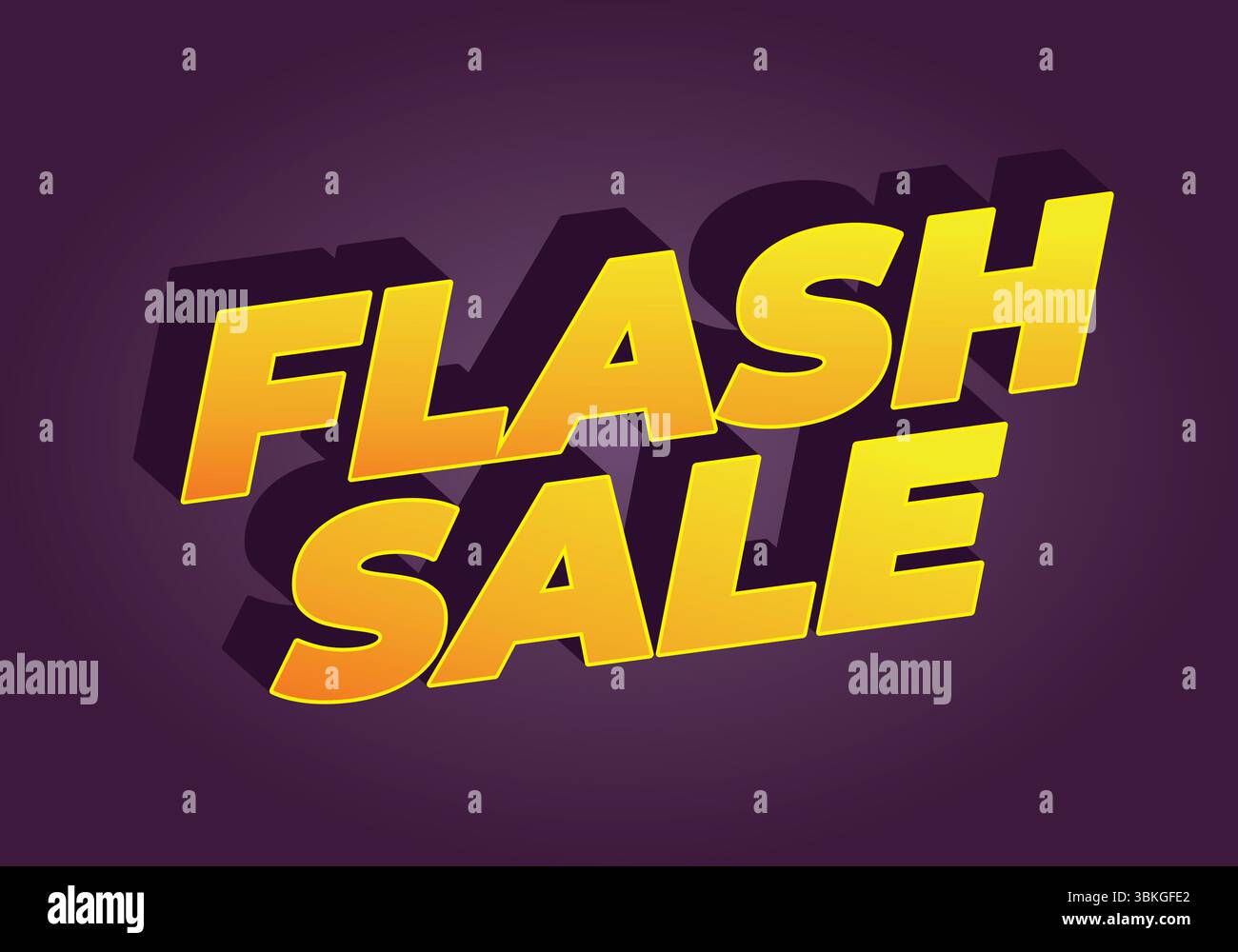 Bold text graphic featuring the words FLASH SALE in vibrant yellow with a shadow effect on a purple background Stock Vector