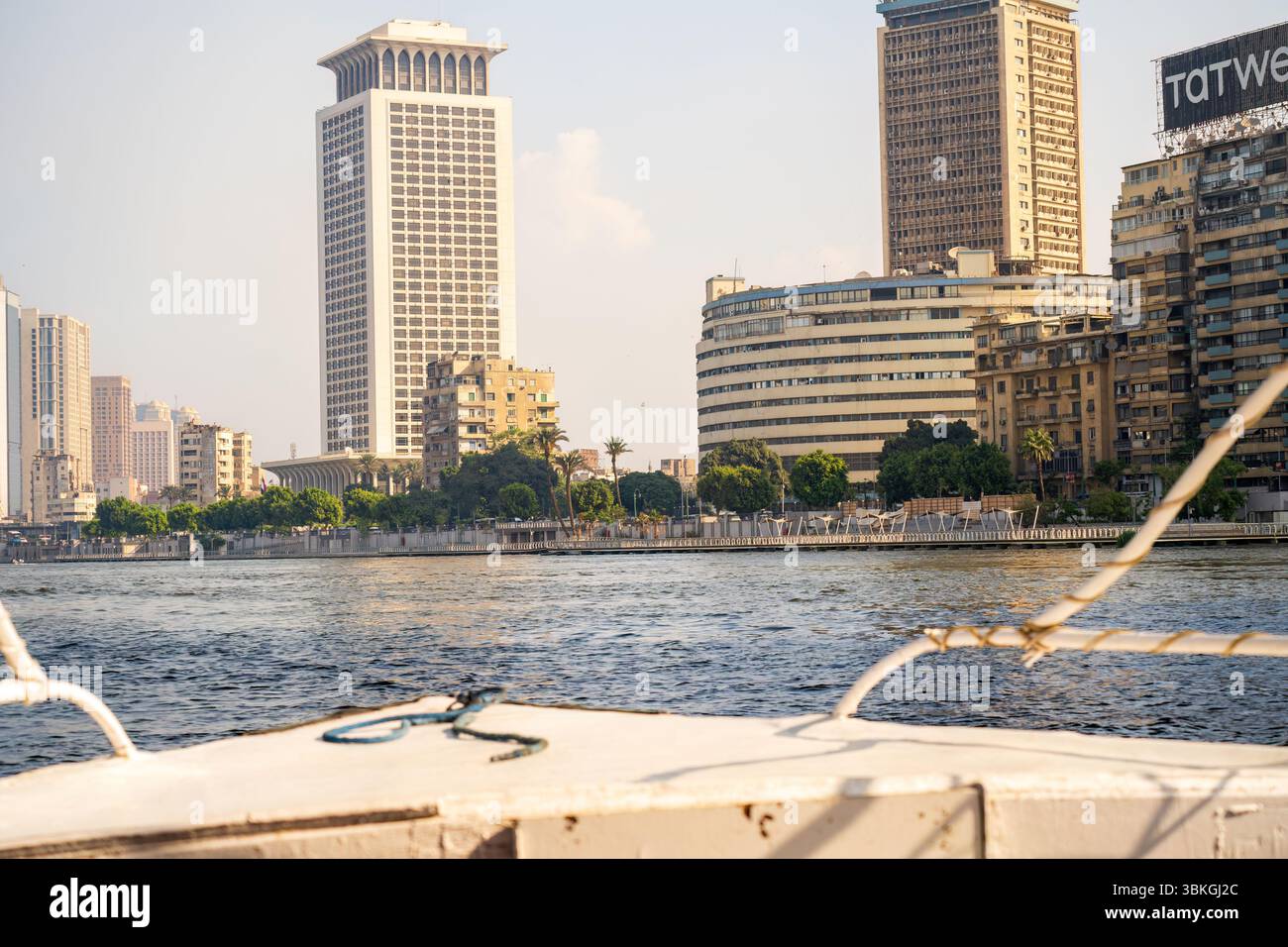 Modern Cairo skyline along the Nile River - contemporary Egyptian ...