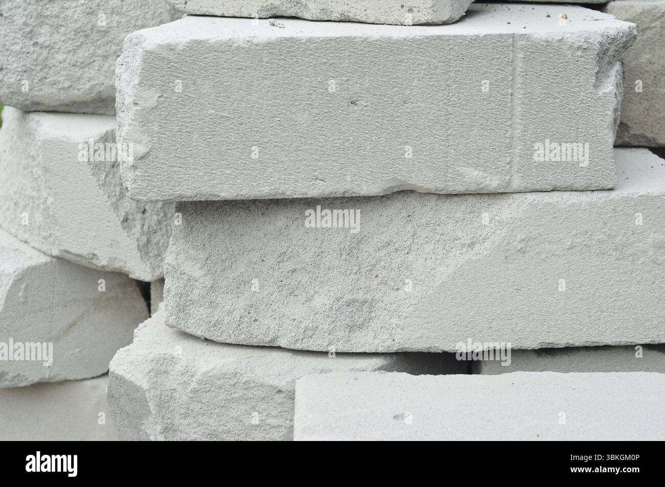 Stacked White Bricks for Building Construction Stock Photo