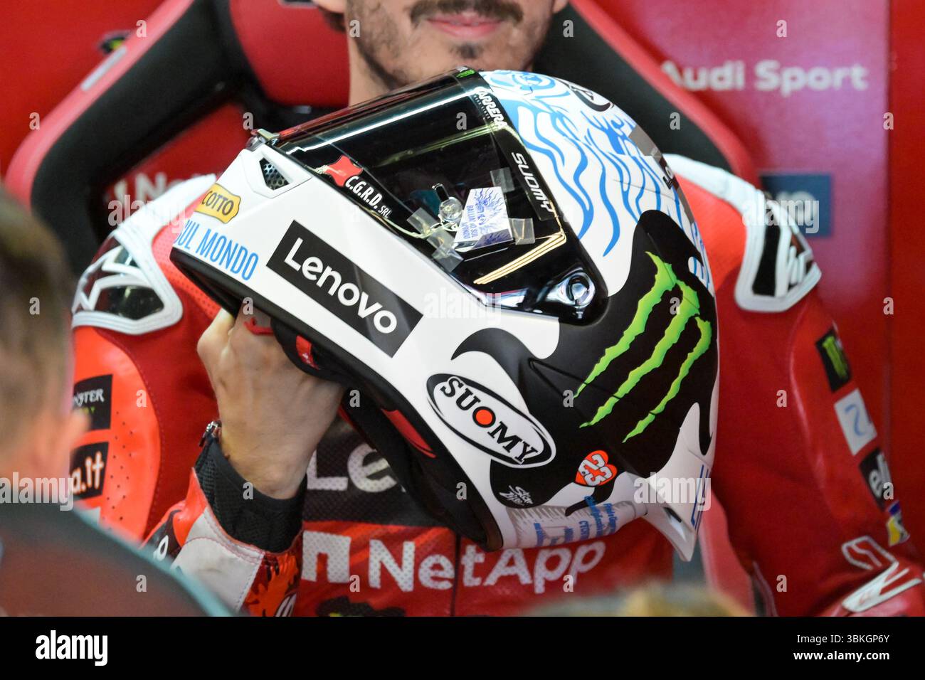 Francesco Bagnaia Italian Ducati Lenovo Team Ducati shows the helmet ...