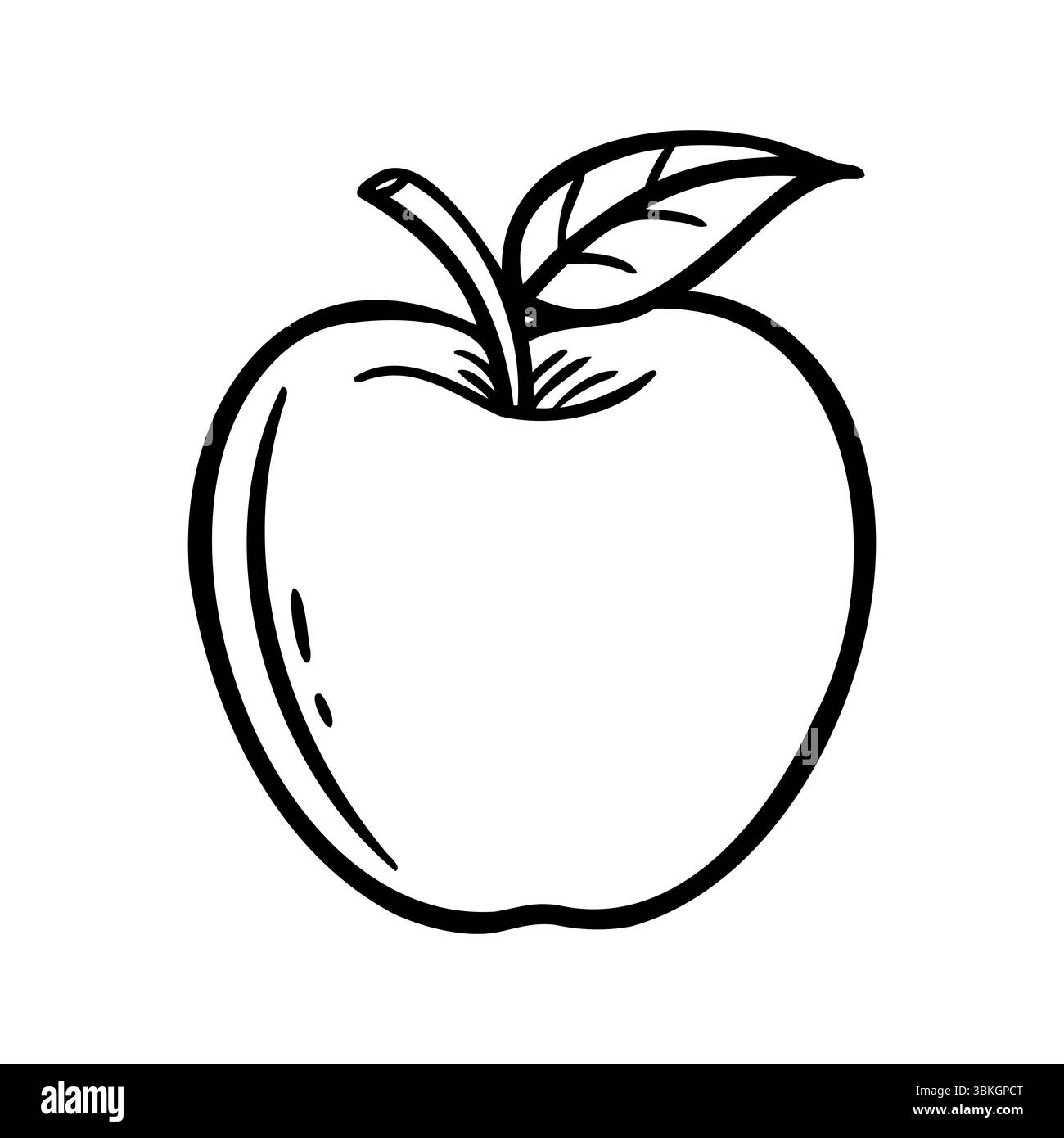 An apple with a leaf Black and White Stock Photos & Images - Page