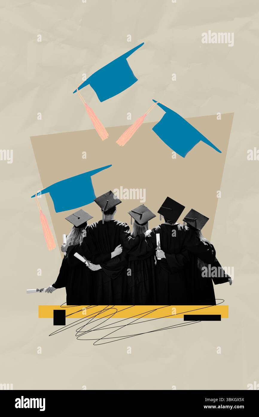Composite sketch design artwork 3D photo collage of crowd team young ...