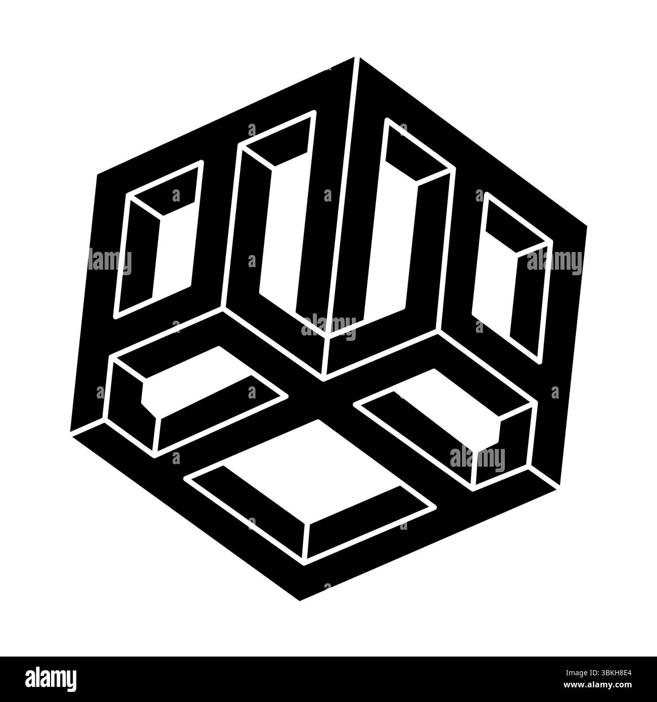 Optical illusion object. Impossible shapes. Geometric figures. Escher style. Web design elements. Stock Vector