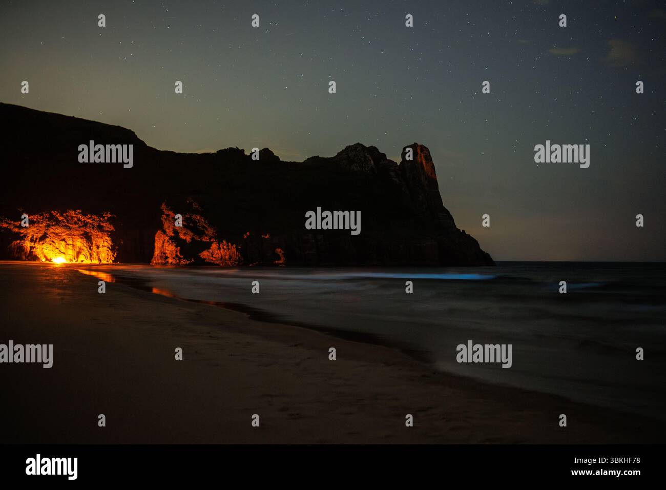 Bioluminescent plankton on the Gower coastline in south Wales Stock Photo
