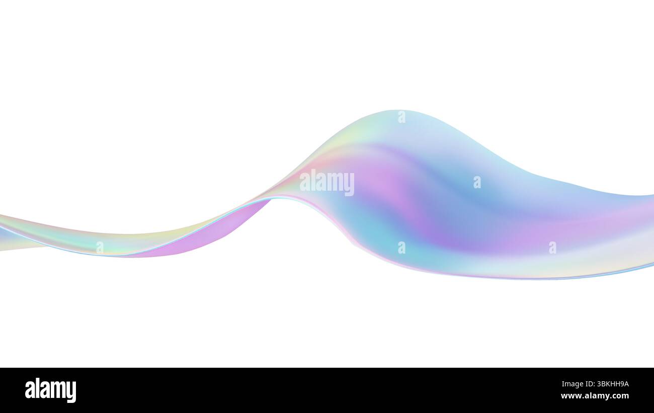 3D abstract wave liquid background with glass ribbon fluid and blue ...