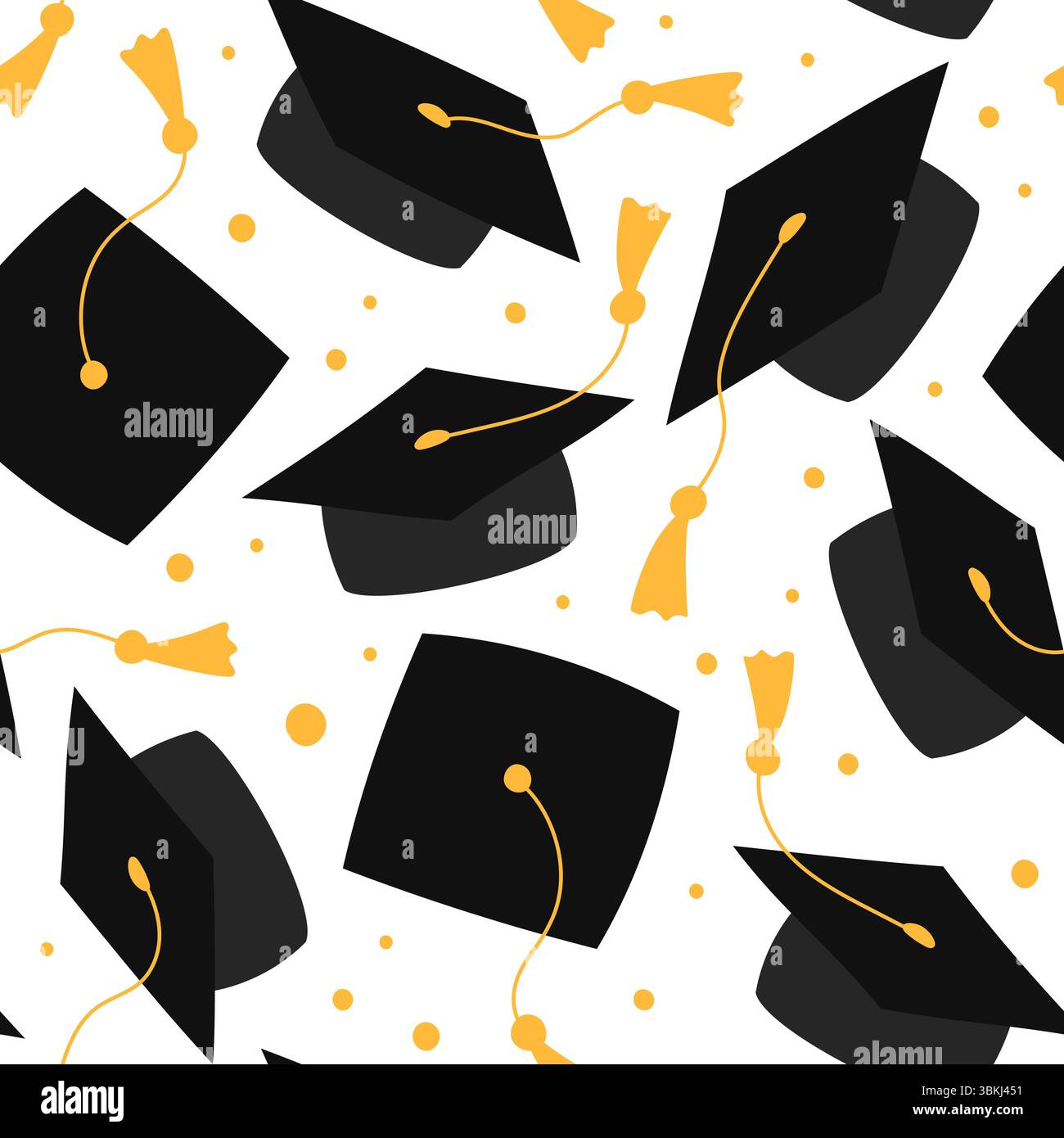 Graduation caps pattern, seamless vector background. Grad hats in air ...