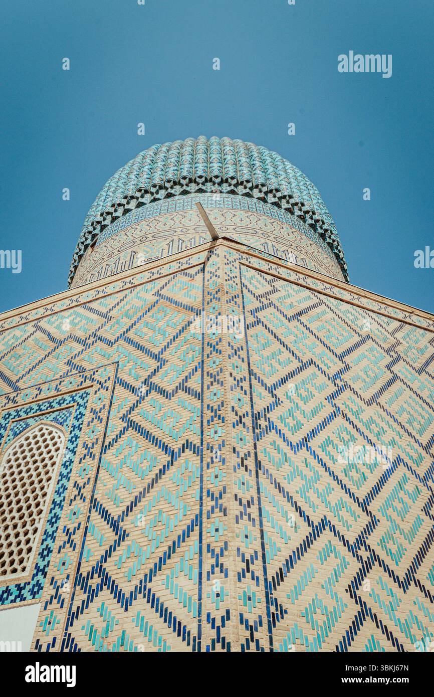 Blue Dome in  Gur-e Amir Mausoleum, Samarkand city Stock Photo