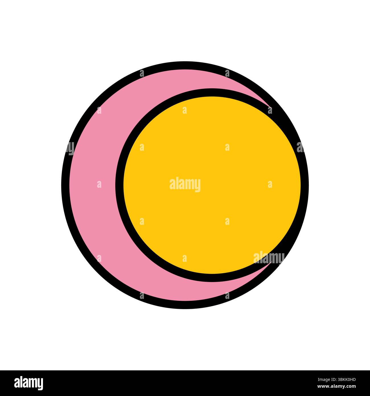 pink and yellow crescent moon circle icon vector on white background Stock Vector