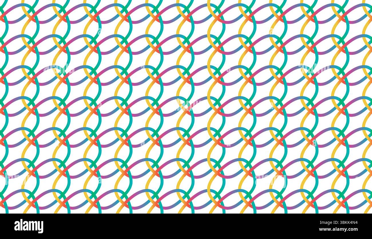 interlocking rings lines pattern colorful vector illustration background Stock Vector
