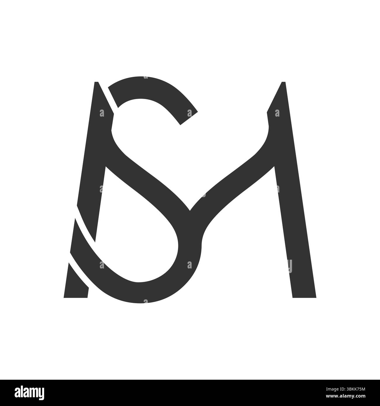 minimalist SM or MS logo combining two letters elegantly. Stock Vector
