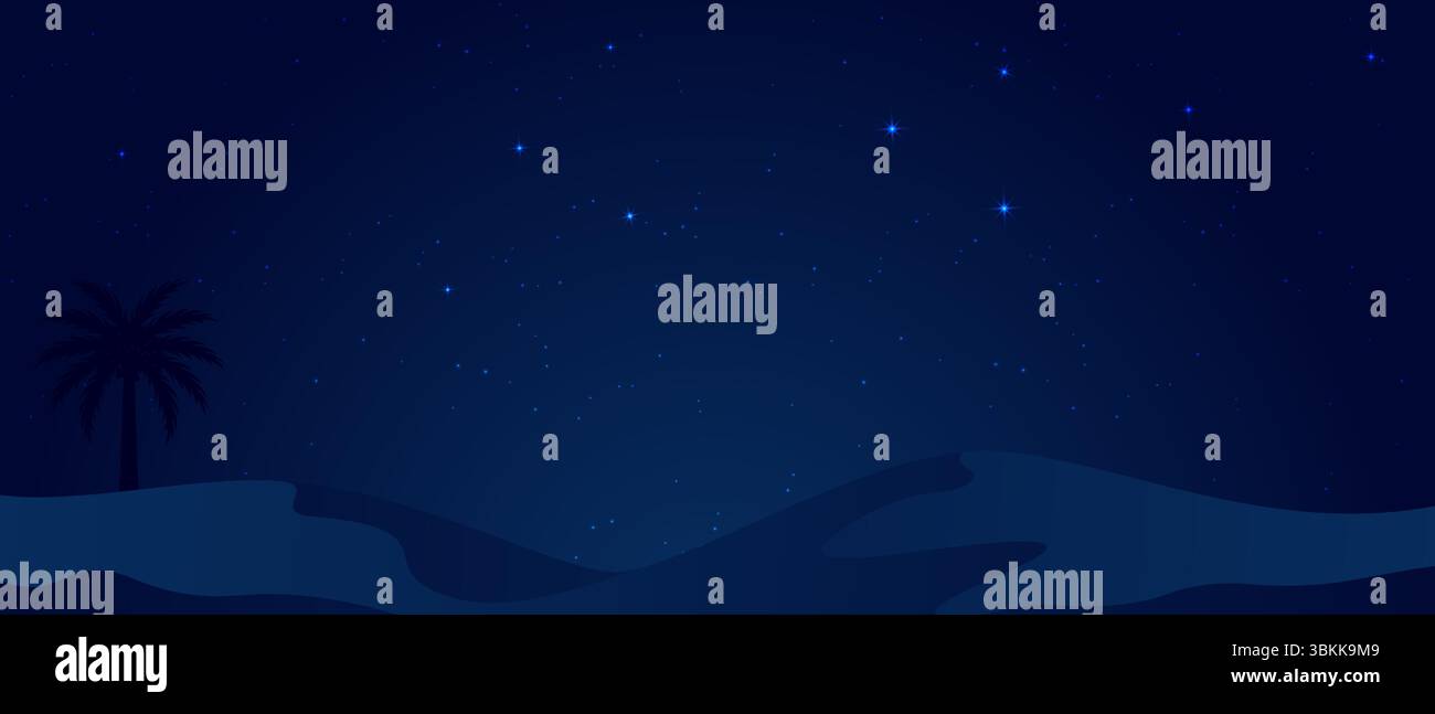 starry night in the desert design vector illustration Stock Vector