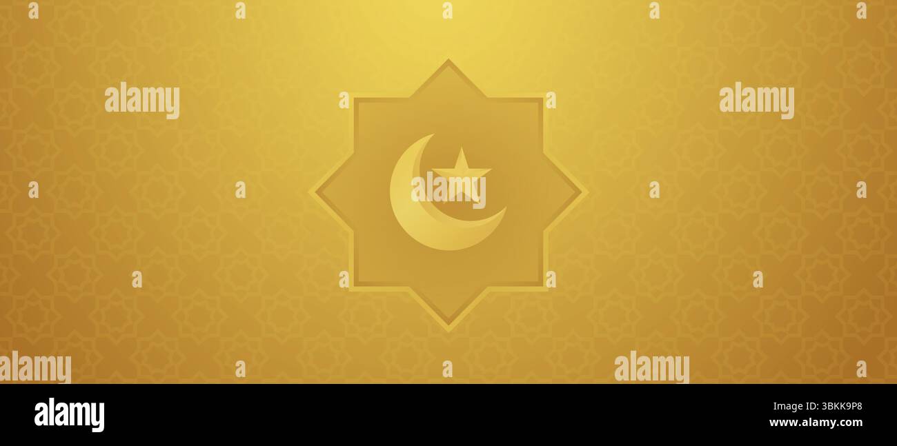 gold gradient pattern islamic background with ornament crescent moon vector illustration Stock Vector