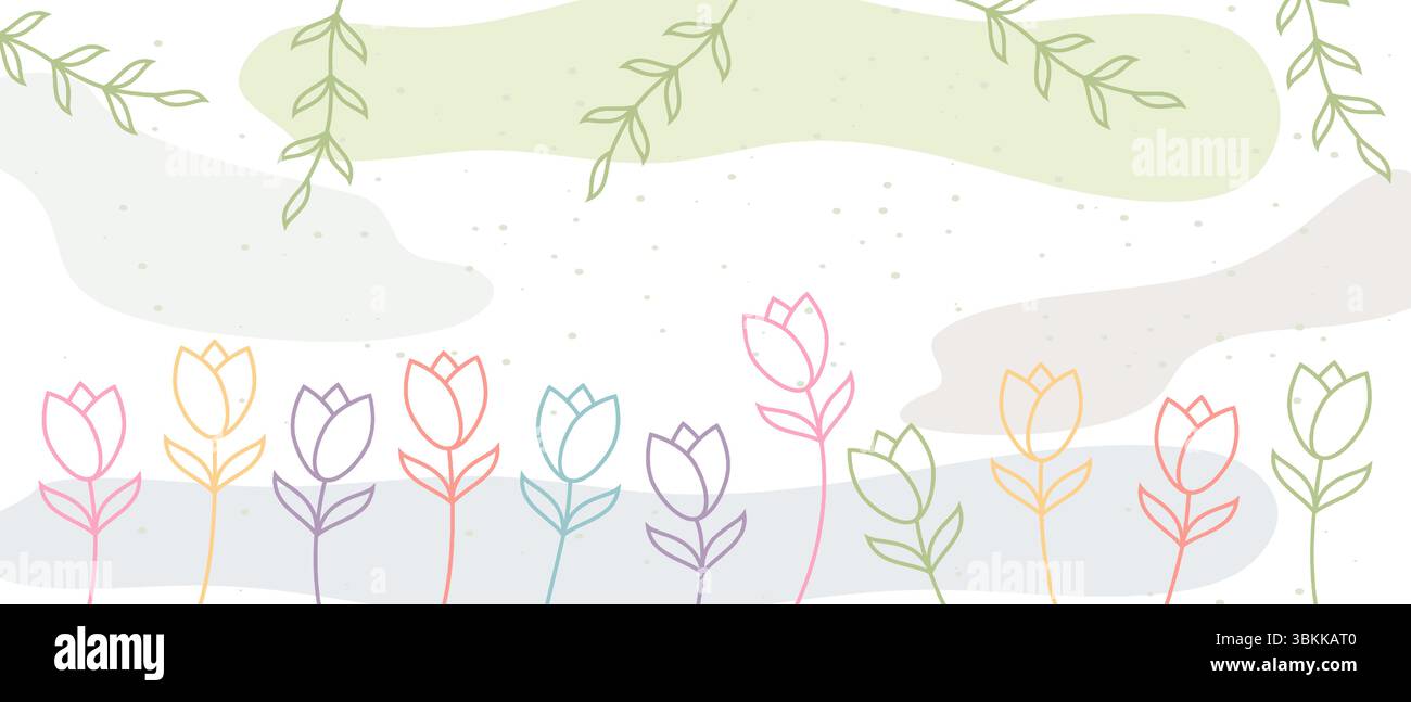 line tulip with leaf colorful background vector Stock Vector