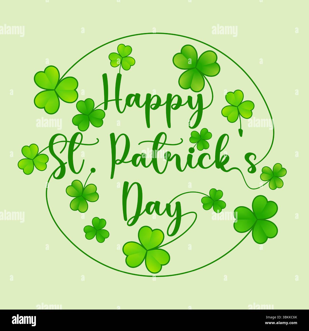 Happy St Patricks Day handwriting with leaf shamrock design vector Stock Vector