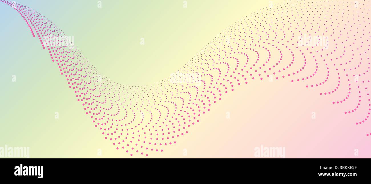 A visually captivating abstract wave vector illustration, featuring a dynamic flow of dotted lines against a soft gradient background Stock Vector