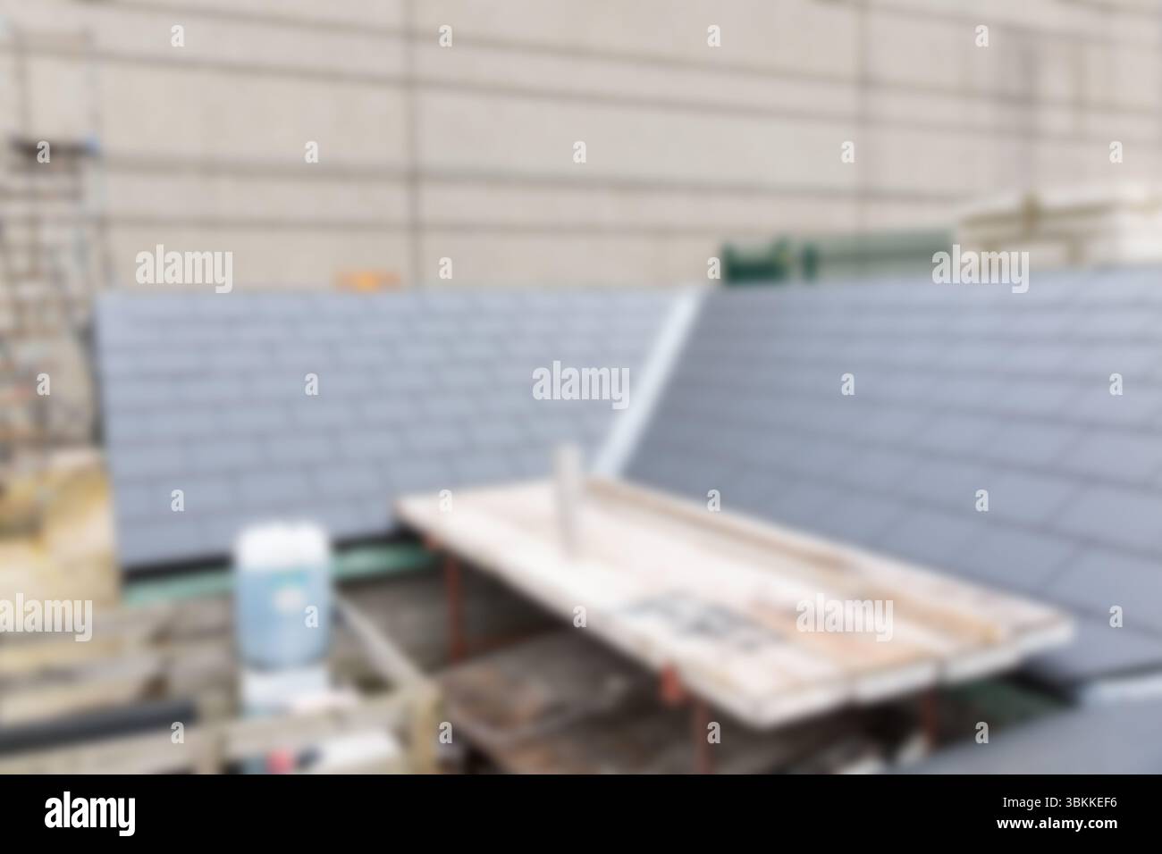 Flat illustration is showing rooftop with scaffolded wooden platform ...