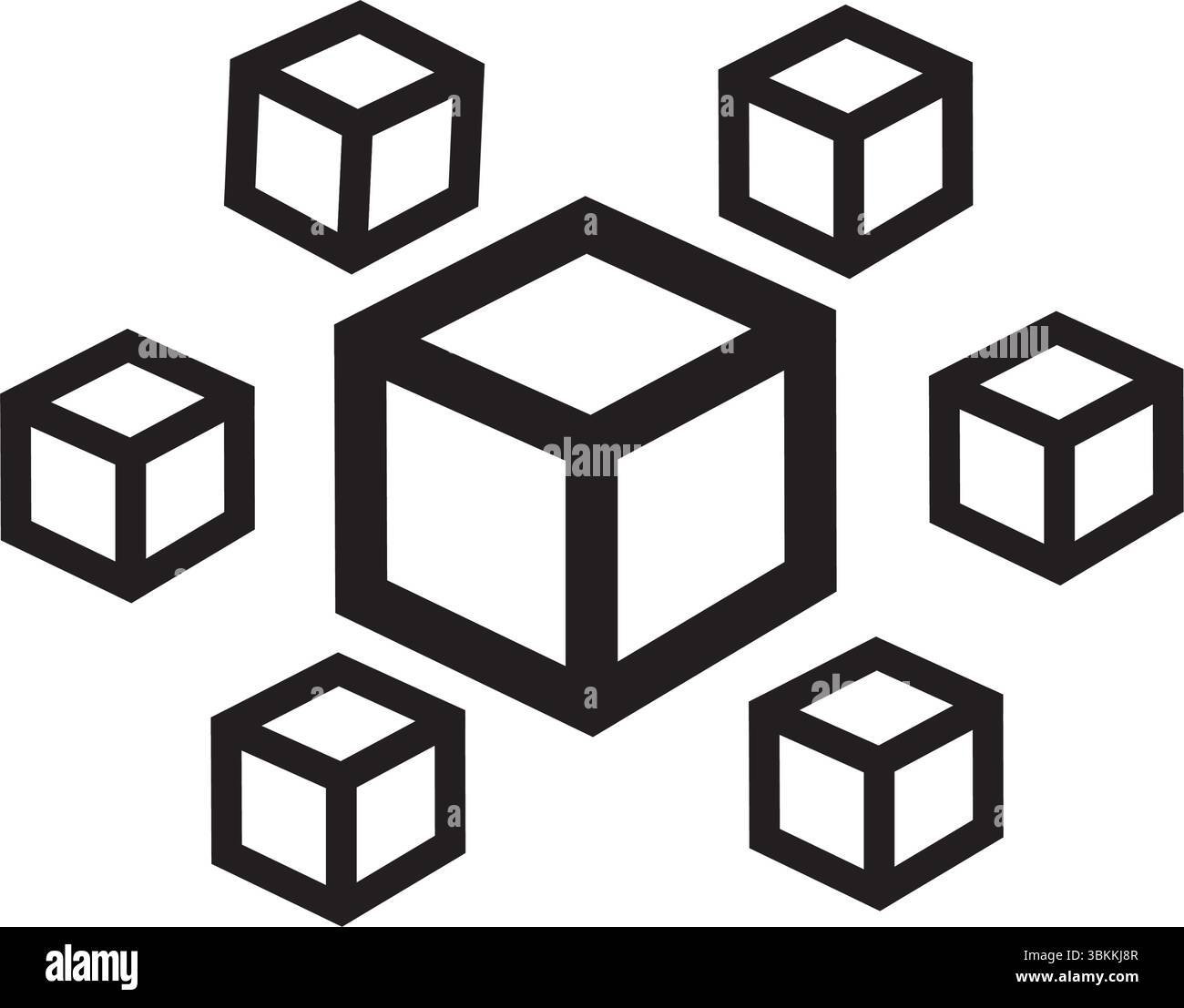 Blockchain technology Icons pack in outlined and flat versions Stock ...