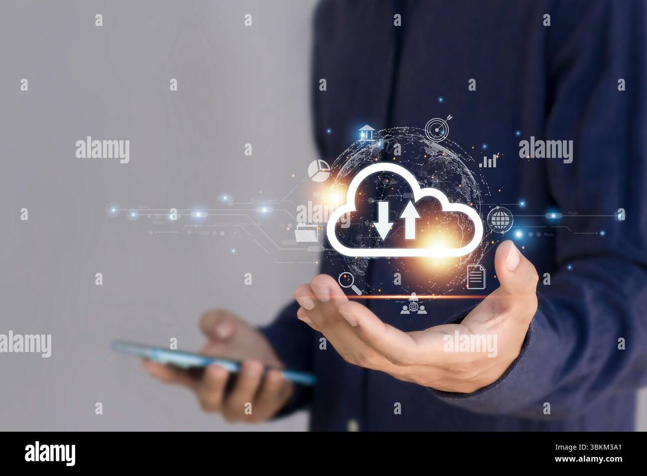 cloud technology data storage, data transfer, network and internet ...