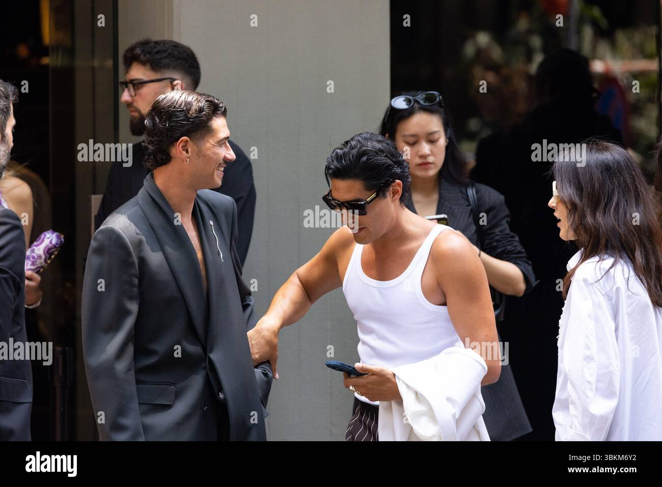 A Guest And Cristiano Caccamo Are Seen Leaving The Dolce Gabbana A Guest And Cristiano Caccamo Are Seen Leaving The Dolce Amp Gabbana Fashion Show During The Milan Menswear Springsummer 2026 Fashion Week On June 21 2025 In Milan Italy Photo Cinzia Camela Photo By Cinzia Camelalivemediasipa Usa 3BKM6Y2 