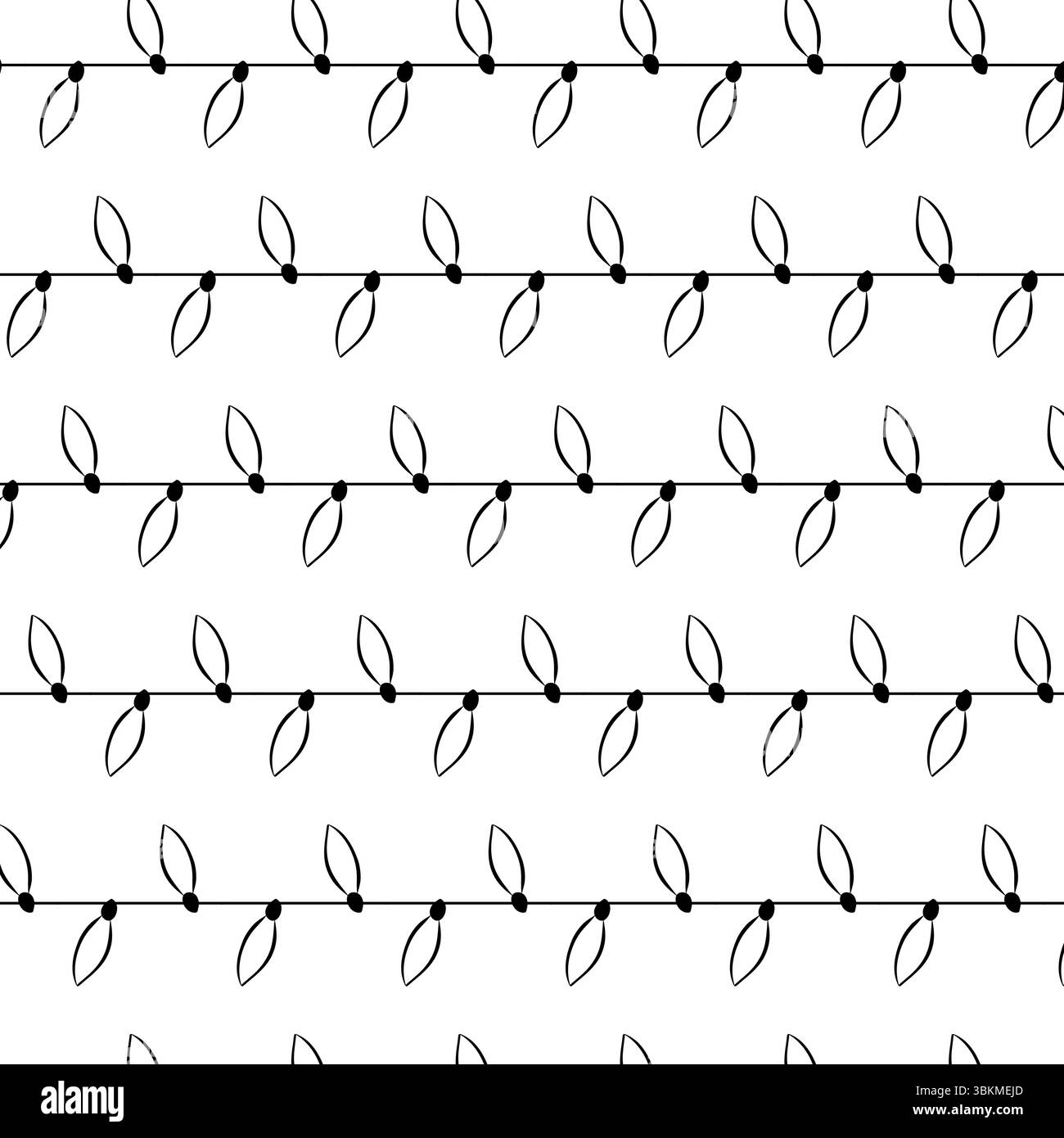 Seamless doodle garland lights Black and White Stock Photos & Images ...