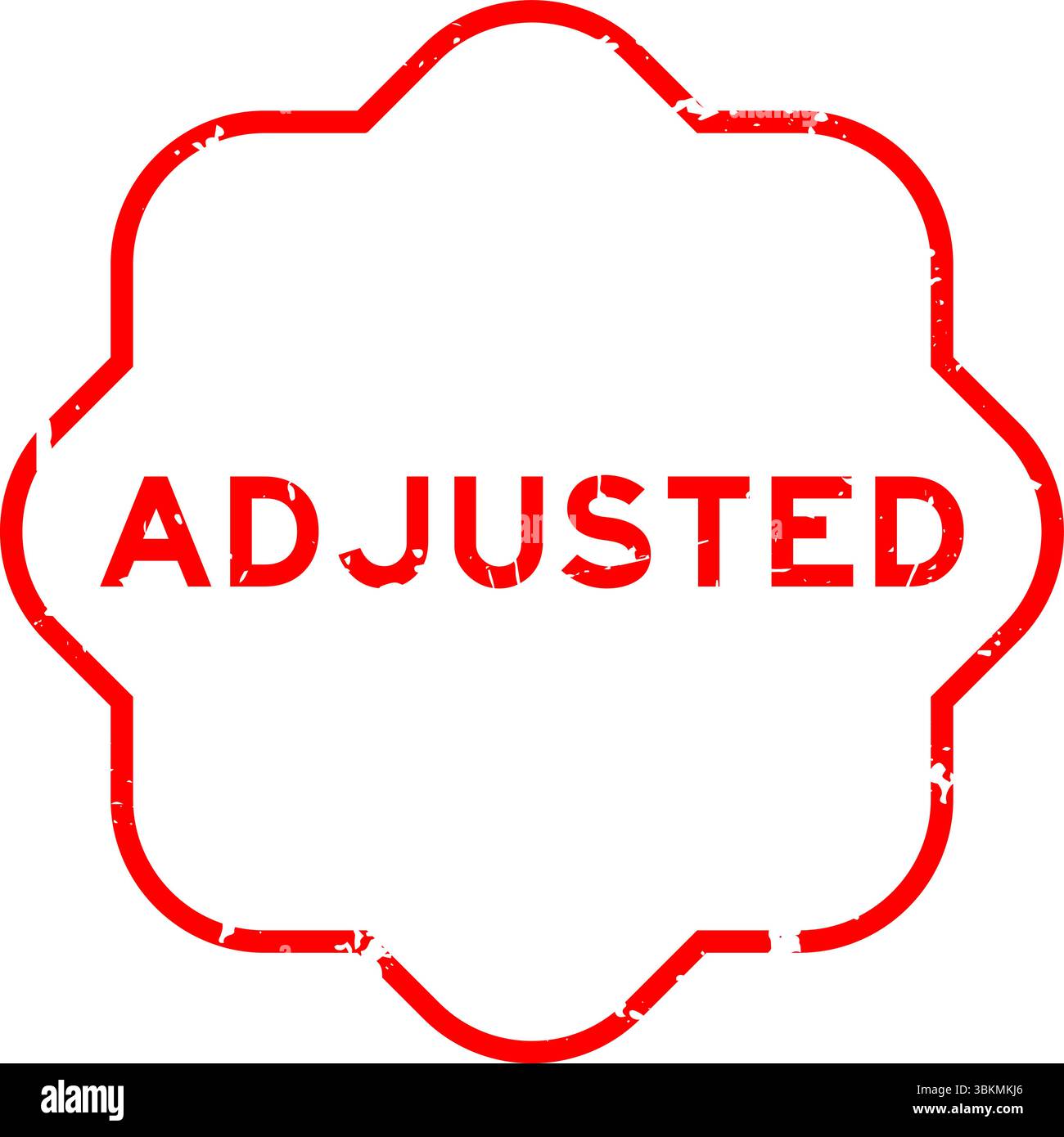 Grunge red adjusted word square rubber seal stamp on white background ...