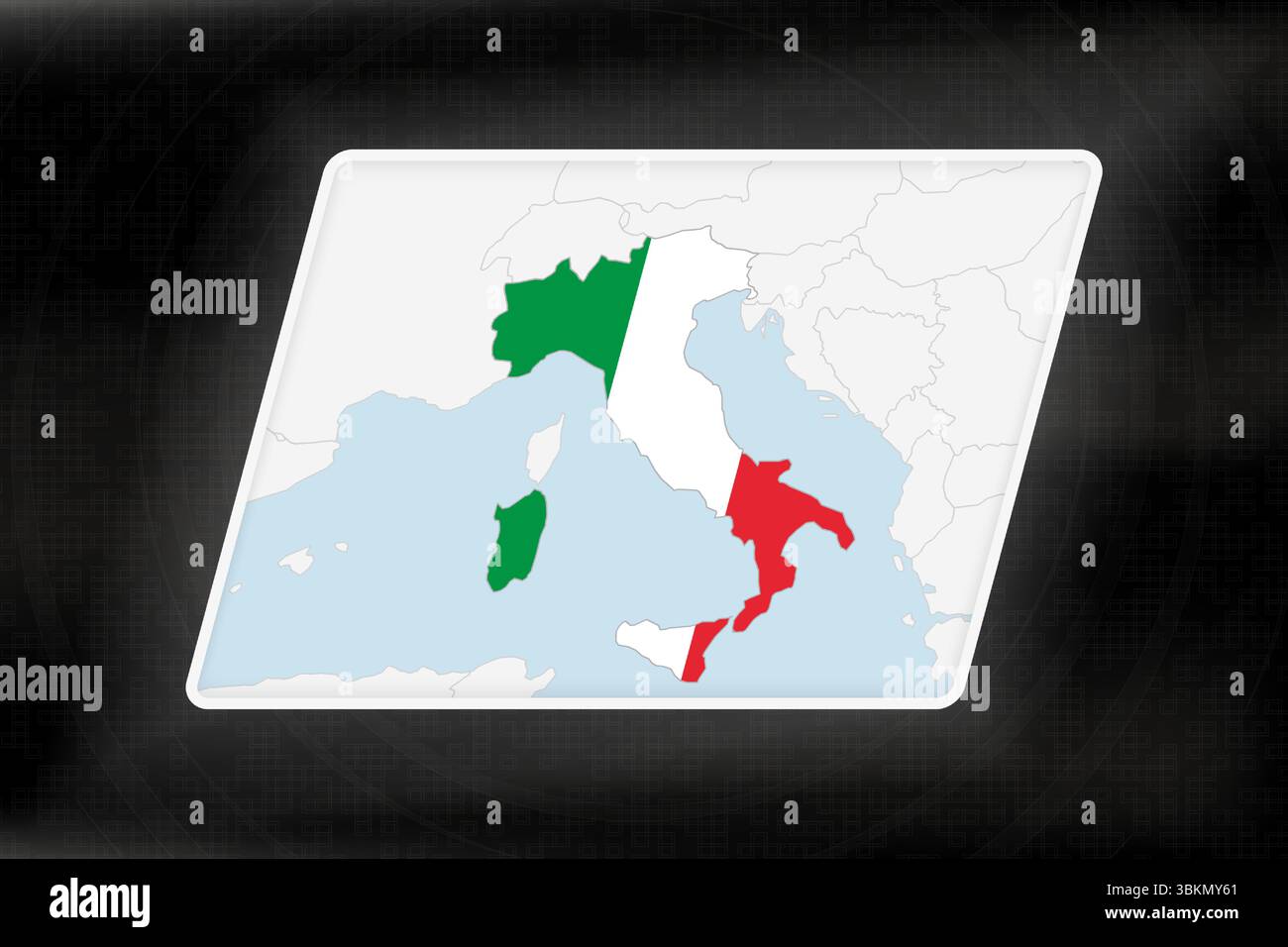 Italy Highlighted in Flag Colors on Geographic Map. Modern Map on a ...
