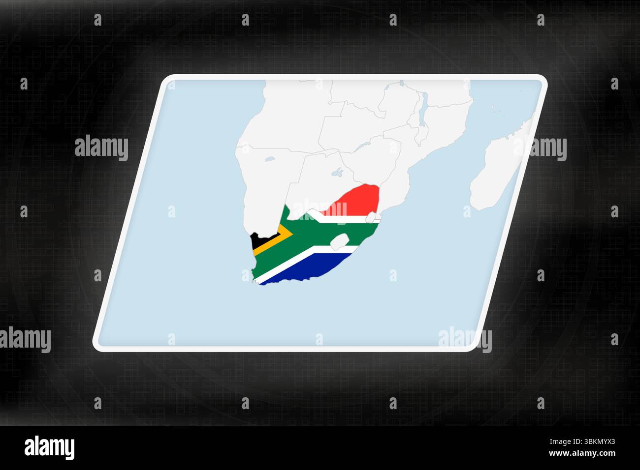 South Africa Highlighted in Flag Colors on Geographic Map. Modern Map ...