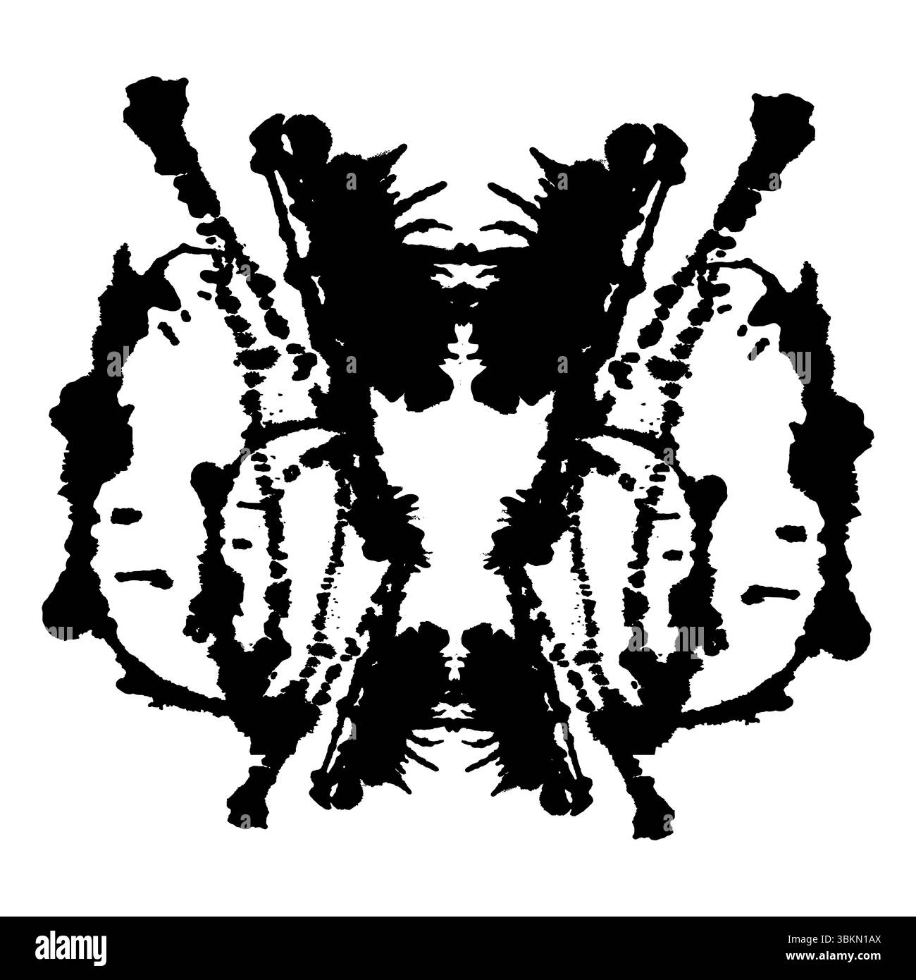 Rorschach black abstract splash. Ink symmetrical hand brushed design ...