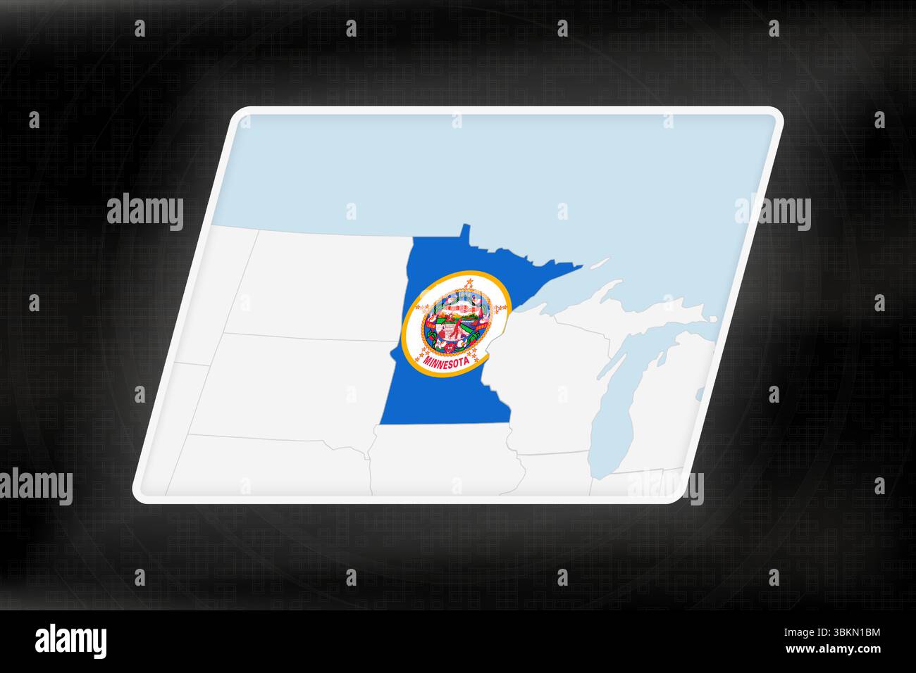 Minnesota Highlighted in Flag Colors on Geographic Map. Modern Map on a ...