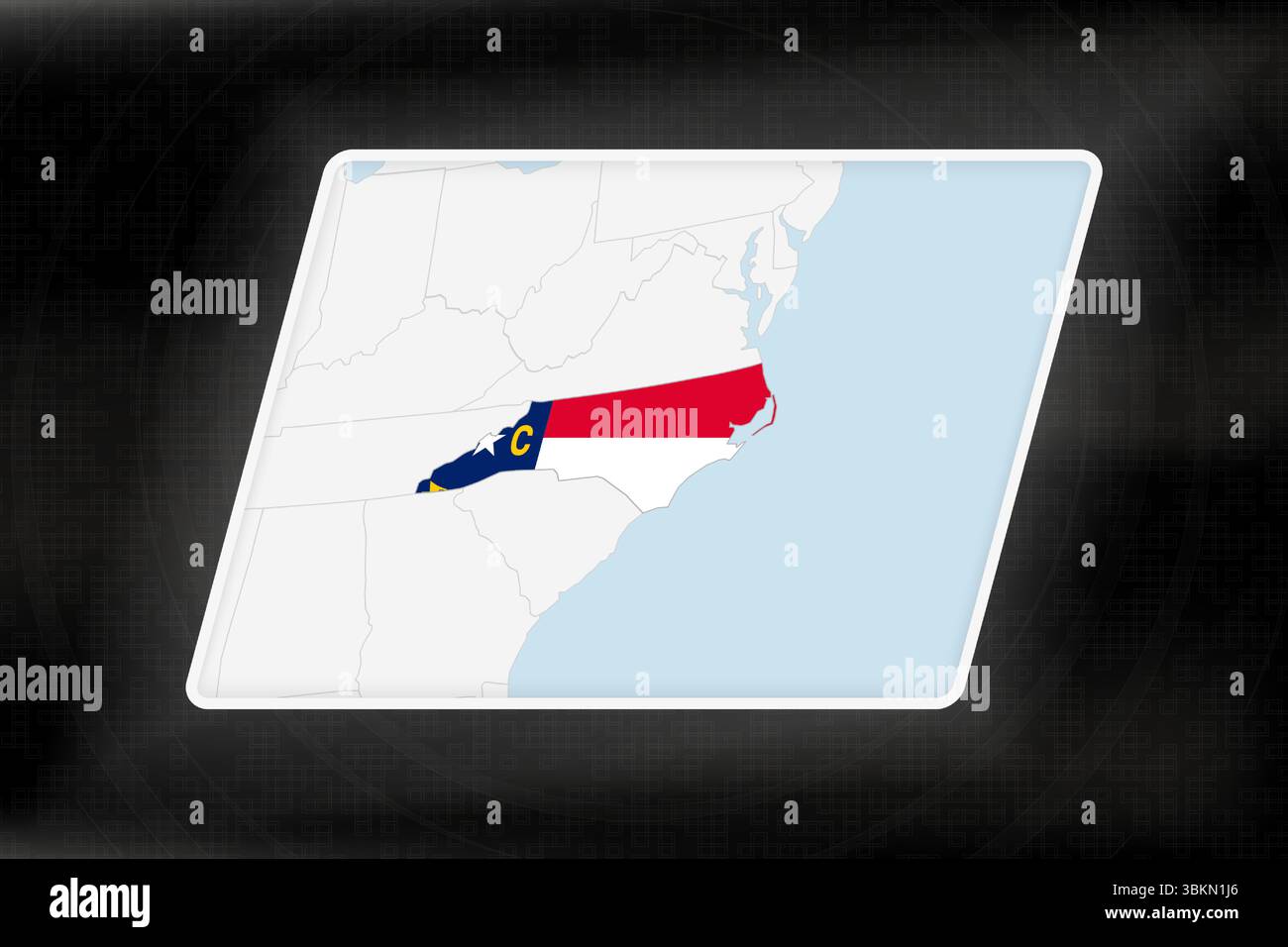 North Carolina Highlighted in Flag Colors on Geographic Map. Modern Map ...